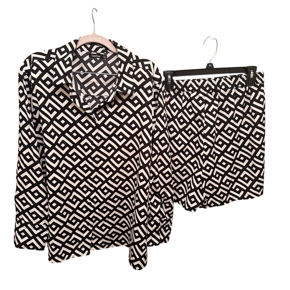 Boohoo - Geometric Print Shirt & Shorts Set